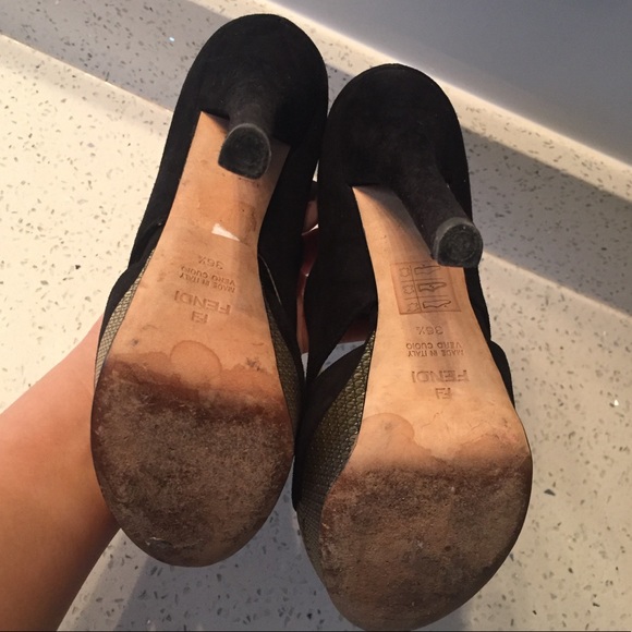 FENDI Suede Peep Toe Platform Pumps - Picture 5 of 7